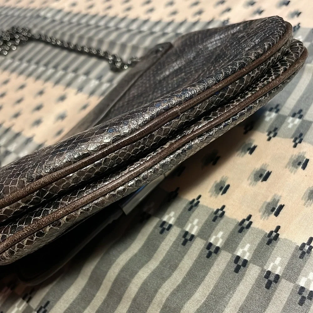 Coach Kristen python gunmetal petite crossbody / clutch bag - Picture 8 of 16